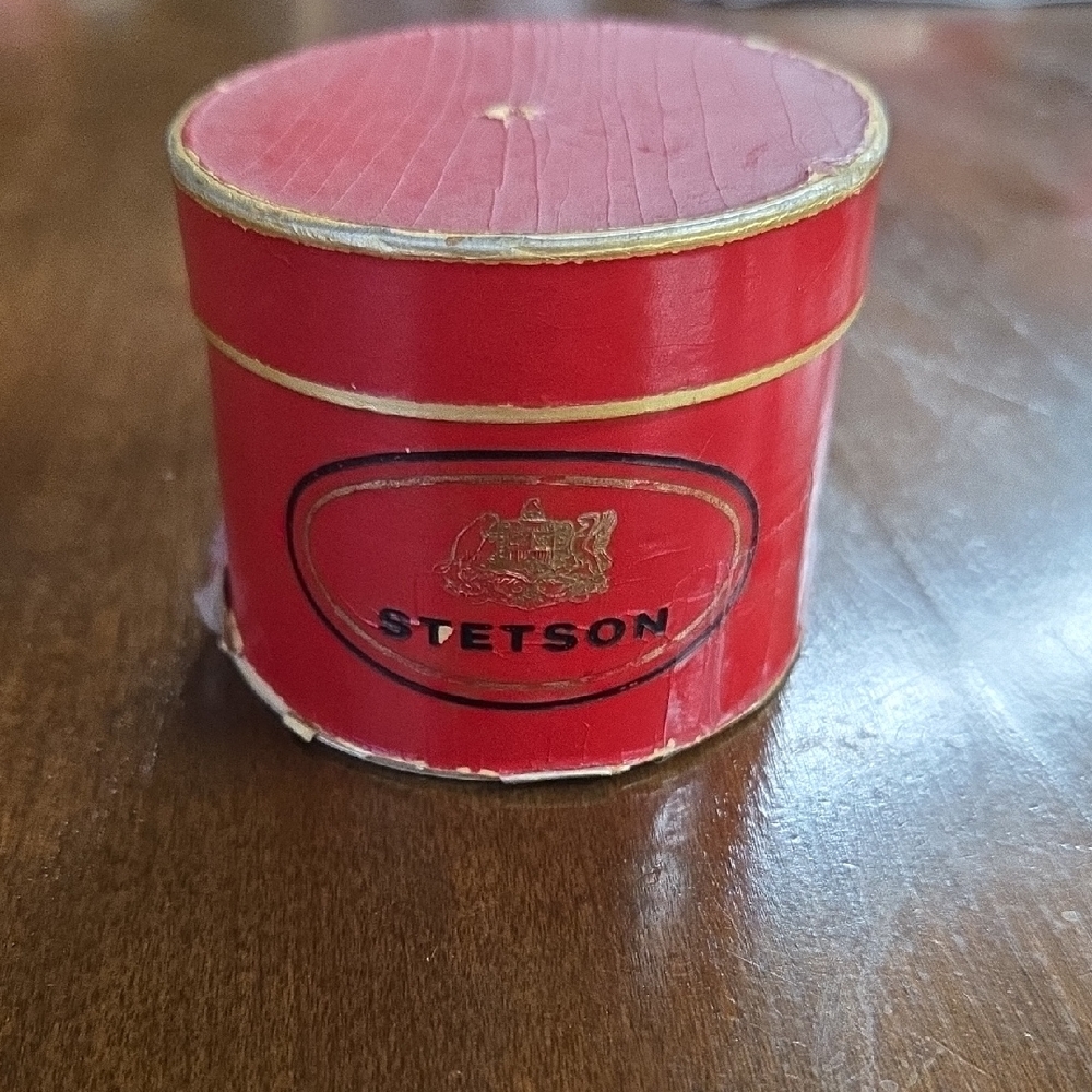 Stetson Red Hat Box with Gold Accents